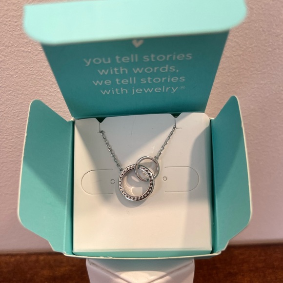 Origami Owl Silver “Unconditional Love” Double Circles Necklace, CZ. - Picture 2 of 4